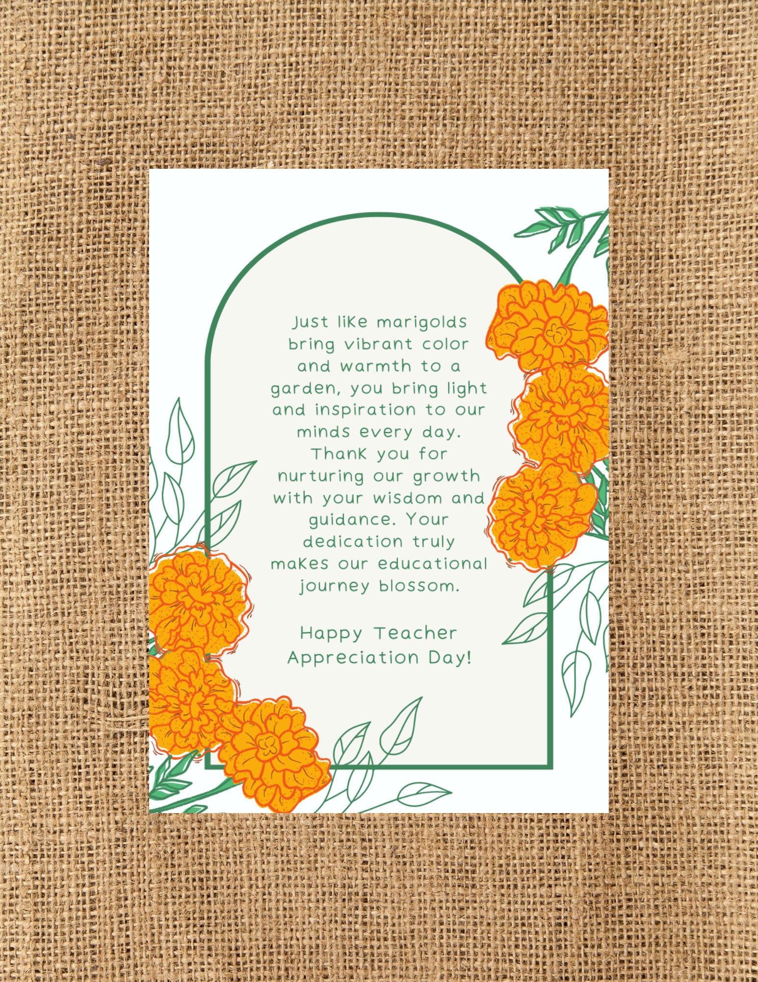 Marigold Teacher Appreciation Gift Tag (printable PDF) Etsy
