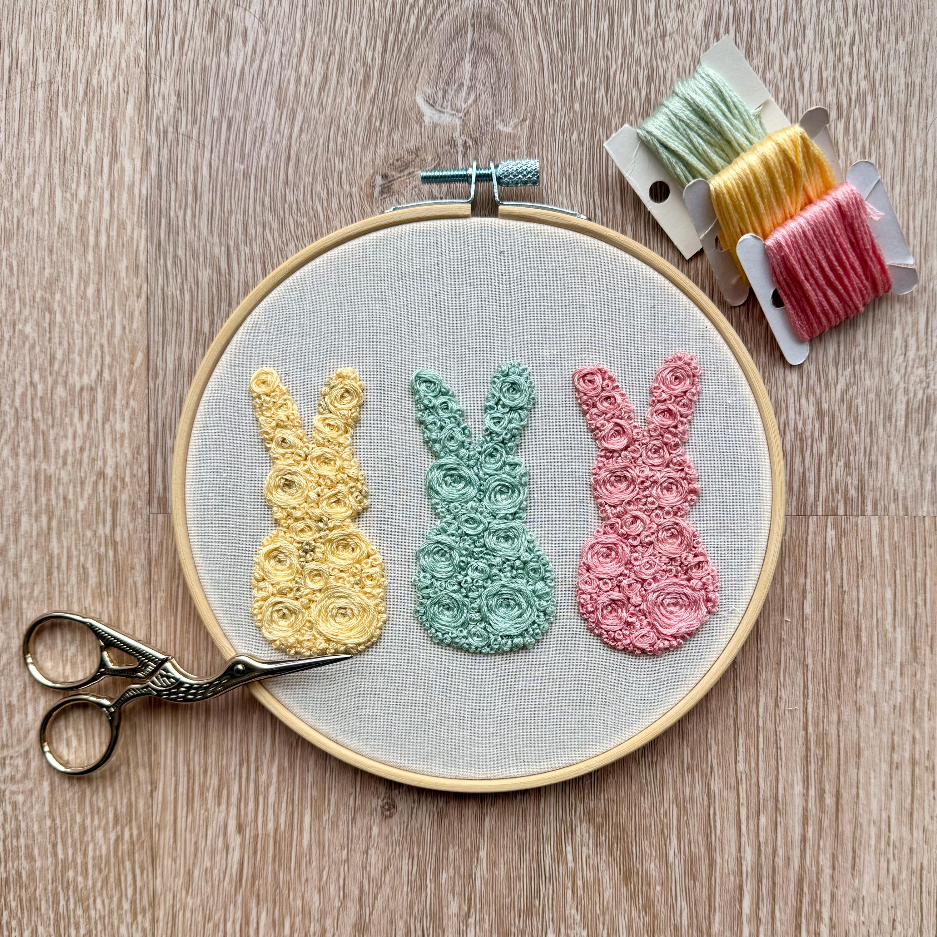 Floral Easter Bunnies Embroidery Pattern | Spring Decor (PDF Pattern ...