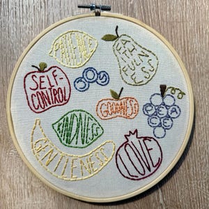 Fruits of the Spirit Embroidery Pattern PDF – Christian Hand Embroidery, Scripture-Inspired Hoop Art, Faith-Based Digital Download