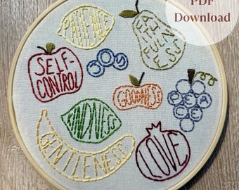 Fruits of the Spirit Embroidery Pattern PDF | Bible Verse Design | Hoop Wall Art | Christian Decor