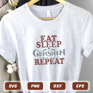 Eat Sleep Genshin Symbol Svg Png Shirt Print & Sticker Design