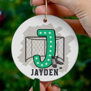 Hockey Initial Personalized Ornament Gift Christmas Tree Decoration Custom Name Hockey Theme Ornament Sport Athlete Ceramic Acrylic Glass