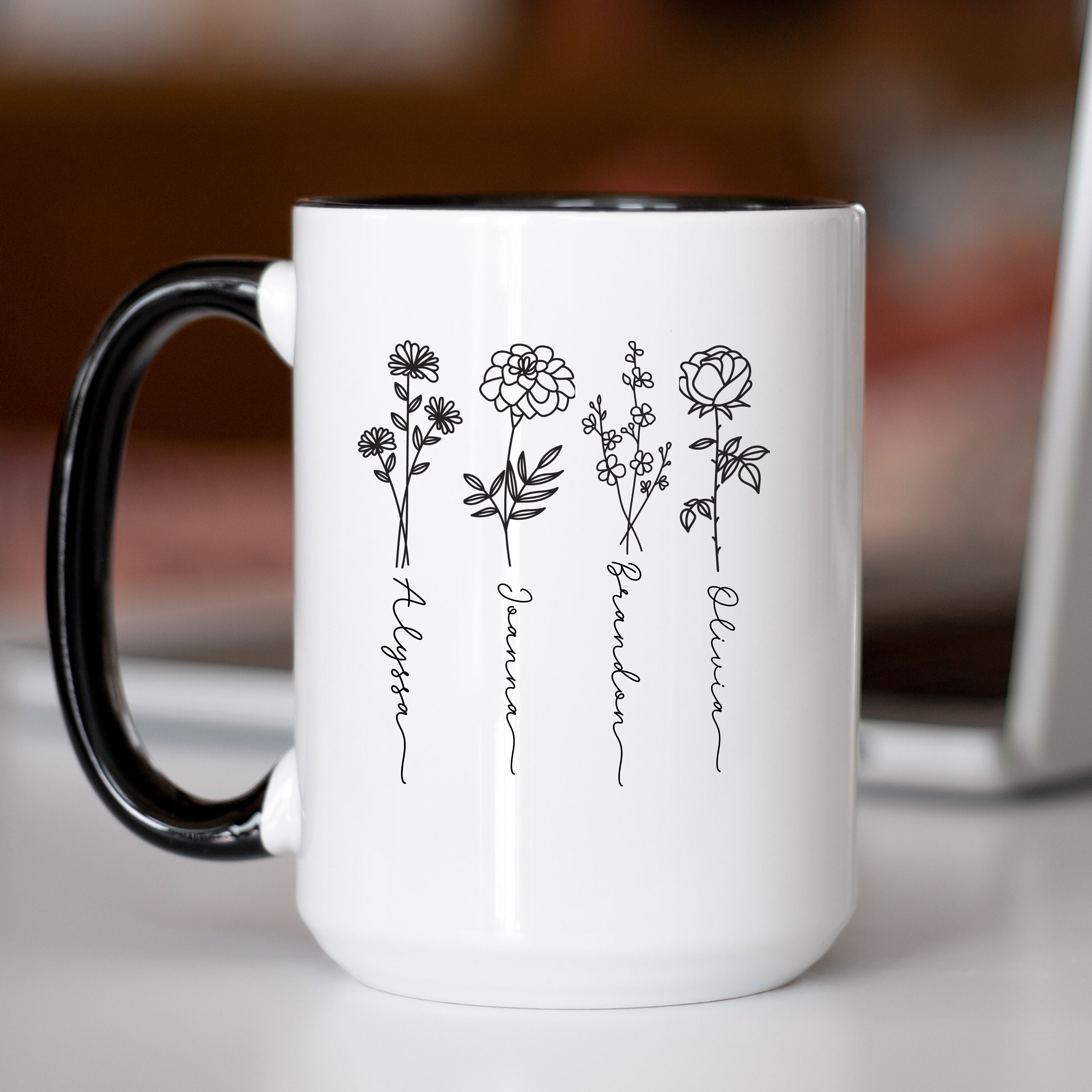 Custom Birth Month Flower Minimalist Custom Mom Mug - Etsy