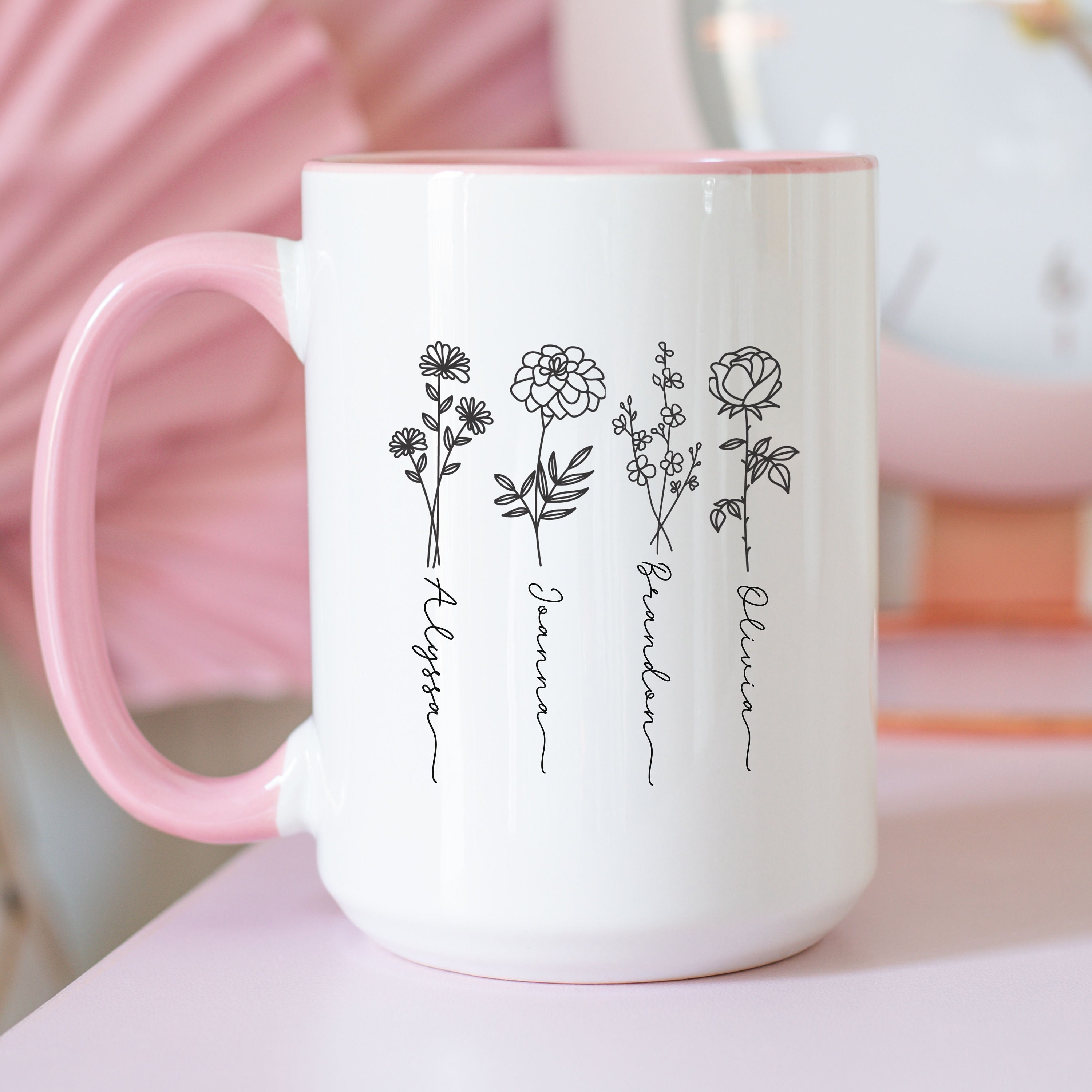 Custom Birth Month Flower Minimalist Custom Mom Mug - Etsy