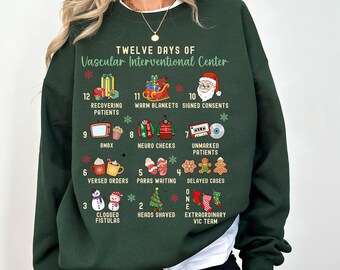 Christmas Interventional Radiology Sweatshirt Holiday IR Sweat shirt Custom Department 12 Days Tis the season Vascular IR Xmas Funny RN