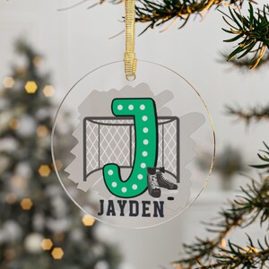 Acrylic Ornaments Hockey Initial Personalized Ornament Gift Christmas Tree Decoration Custom Name Bauble Hockey Theme Ornament