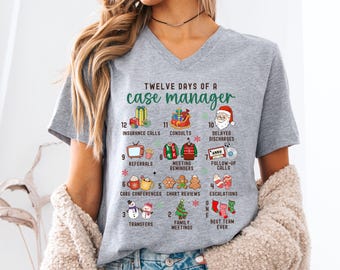 Christmas Case Manager shirt Gift Group 12 Days Nurse Case Management Tee Gift Holiday Crewneck tshirt Case Manager Gift Funny Xmas Apparel