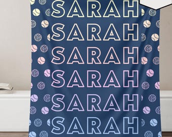 Personalized Sports Blanket, Volleyball Softball Custom Name Blanket, Favorite Sports Gift, Cozy Throw for Athletes, Team Spirit Bedding