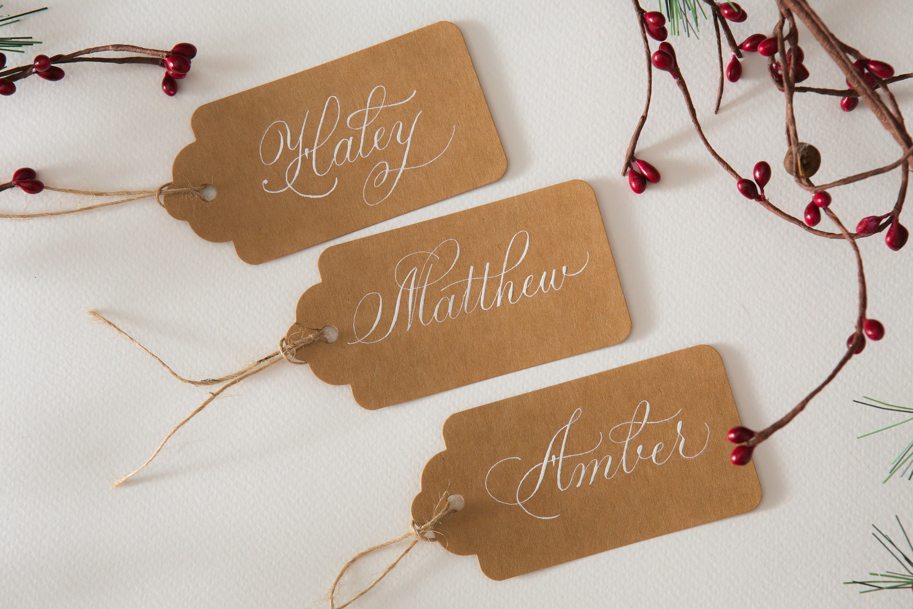 Calligraphy Gift Tags, Personalized Gift Tags, Custom Gift Tags, Name Tag,  Custom Tag, Gift Tag, Party Favors, White Tags, Gold Ink