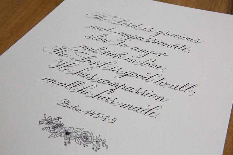 Custom Handwritten Copperplate Calligraphy Quote, Bible Verses, Song ...