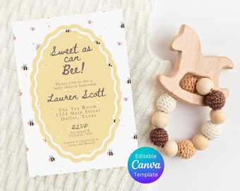 編集可能な Sweet As Can Bee ベビーシャワー招待状