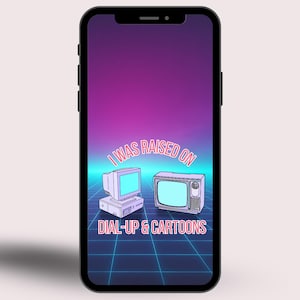 Dial Up & Cartoons Phone Wallpaper | 90s Nostalgia Aesthetic | Y2K Retro Neon Background | Millennial Phone Lock Screen
