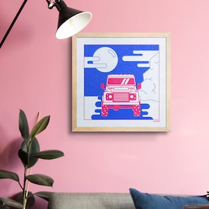 Print - Land Rover Defender Tribute - designed by the seller - Limited edition - Premium Matte Paper Wooden Framed Poster