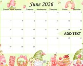 Editable June 2026 Calendar, Summer Planner, School/Office/Work/Home schedule, Printable Monthly calendar, Instant Download