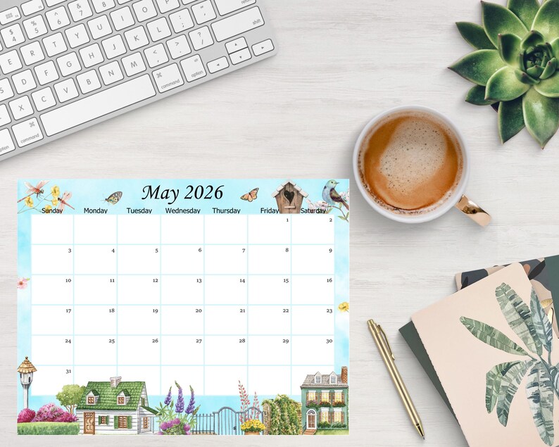 Spring Calender May Editable May 2026 Calendar, Spring Planner, School/office/work/home ...