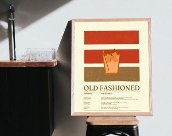 Old fashioned | Digital Print | Wall Art Printable | Decor Room | Wall Art Typography | Art Print Digital Download | Poster | Cocktail