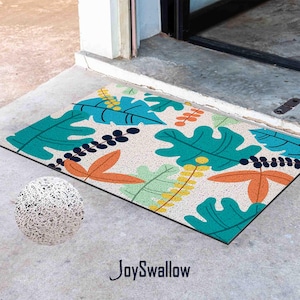 Personalized Door Mat, Tropical Rainforest Colorful Leaf Doormat, PVC Coil Mat, Indoor Rug, Anti-Skid Mat, Floral Entrance Rug, Entryway Rug