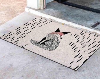 Black Fox PVC Door Mat, Anti-Skid Indoor Outdoor Rug