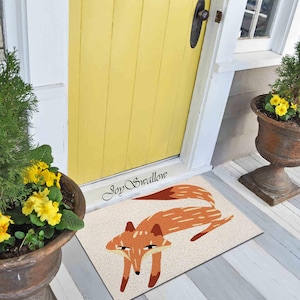 Personalized Door Mat, Fire Fox Doormat, PVC Coil Mat, Cute Fox Indoor Rug, Anti-Skid Mat, Animal Entrance Rug Outdoor, Entryway Rug