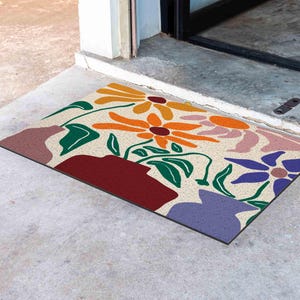 Personalized Entrance Mat, Sun Flower Vase PVC Coil Door Mat, Indoor Rug, Anti-Skid Entrance Mat, Rug for Outdoor, Entryway rug