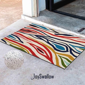 Personalized Door Mat, Abstract Colorful Leaves Doormat, PVC Coil Mat, Indoor Rug, Anti-Skid Mat, Entrance Rug Outdoor, Entryway Rug