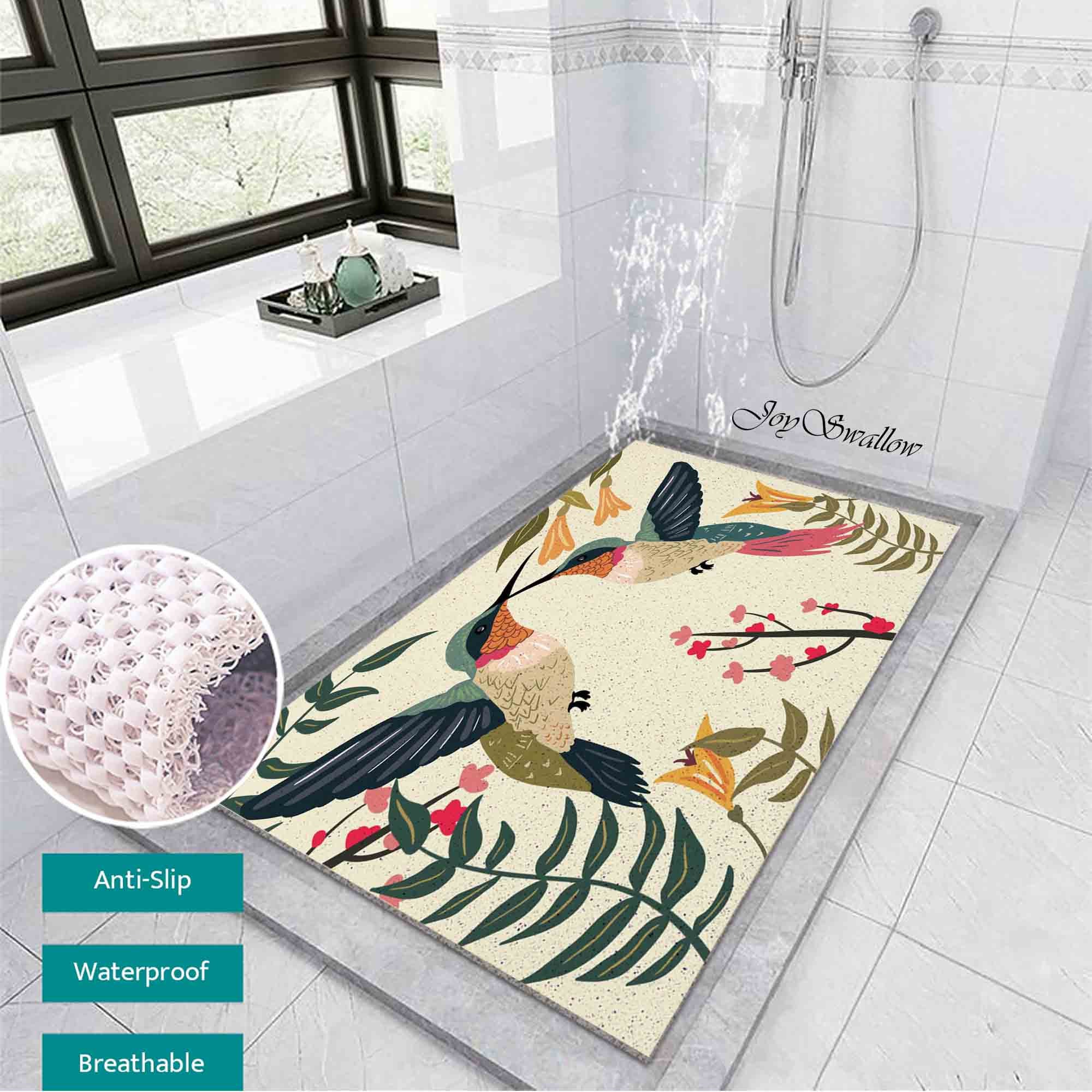 Tapis De Toilette En Forme De U Iczodrow - Motif Rétro Carreaux - Antidérapant Et Séchage Rapide - Beige