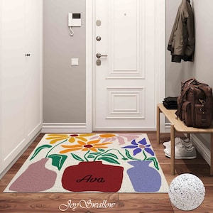 Personalized Entrance Mat, Sun Flower Vase PVC Coil Door Mat, Indoor Rug, Anti-Skid Entrance Mat, Rug for Outdoor, Entryway rug