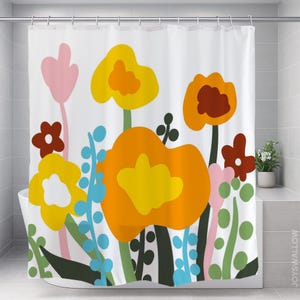 White Peony Shower Curtain & Bathmat Set: Floral Bathroom Decor