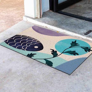 Personalized Fish Wave Doormat: PVC Coil Anti-Skid Entry Rug
