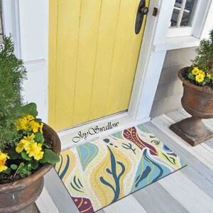 Personalized Entrance Mat, Colorful Summer Leaves PVC Coil Doormat, Floral Indoor Rug, Anti-Skid Entrance Mat, Rug for Outdoor, Entryway rug