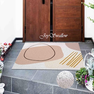 Personalized Door Mat, Abstract Line blocks Doormat, PVC Coil Mat, Geometrical Indoor Rug, Anti-Skid Mat, Modern Entrance Rug, Entryway Rug