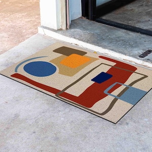 Personalized Geometric Door Mat: Modern Lines Art PVC Coil Rug