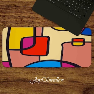 Personalized Mouse Pad, Abstract Blocks Keyboard Mat, Office Stationery, Wireless Pad, Computer Accessory, Non-Slip Gaming Mouse Pad, Gift,