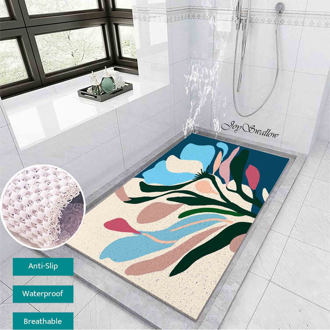 Floral PVC Coil Bath Tub Mat: Anti-skid Shower Rug - Etsy