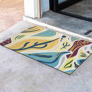 Personalized Entrance Mat, Colorful Summer Leaves PVC Coil Doormat, Floral Indoor Rug, Anti-Skid Entrance Mat, Rug for Outdoor, Entryway rug