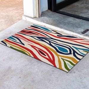 Personalized Door Mat, Abstract Colorful Leaves Doormat, PVC Coil Mat, Indoor Rug, Anti-Skid Mat, Entrance Rug Outdoor, Entryway Rug