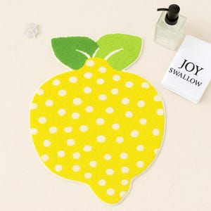 Lemon Tufted Yarn Dye Bathmat, Fruit Bedroom Mat Runner Area Rug, Personalized Soft Fluffy Rug, Water Absorbent Non-Slip Carpet, Gifts Rug