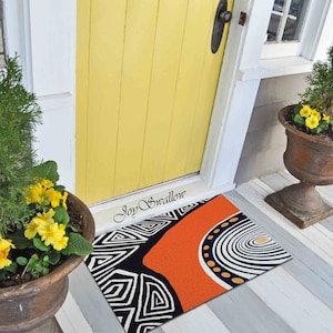 Personalized Door Mat, Abstract Geometrical Line Art Doormat, PVC Coil Mat, Indoor Rug, Anti-Skid Mat, Entrance Rug Outdoor, Entryway Rug