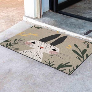 Personalized Bunny Doormat: PVC Coil, Anti-Skid, Animal Entrance Rug