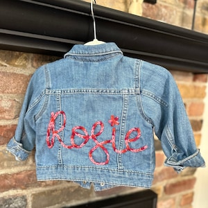 Personalized Hand Embroidered Baby & Toddler Jean Jacket | Name Jacket | Customized