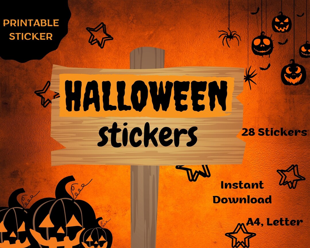 28 Halloween Printable Stickers,pdf Instand Digital Download,print and ...