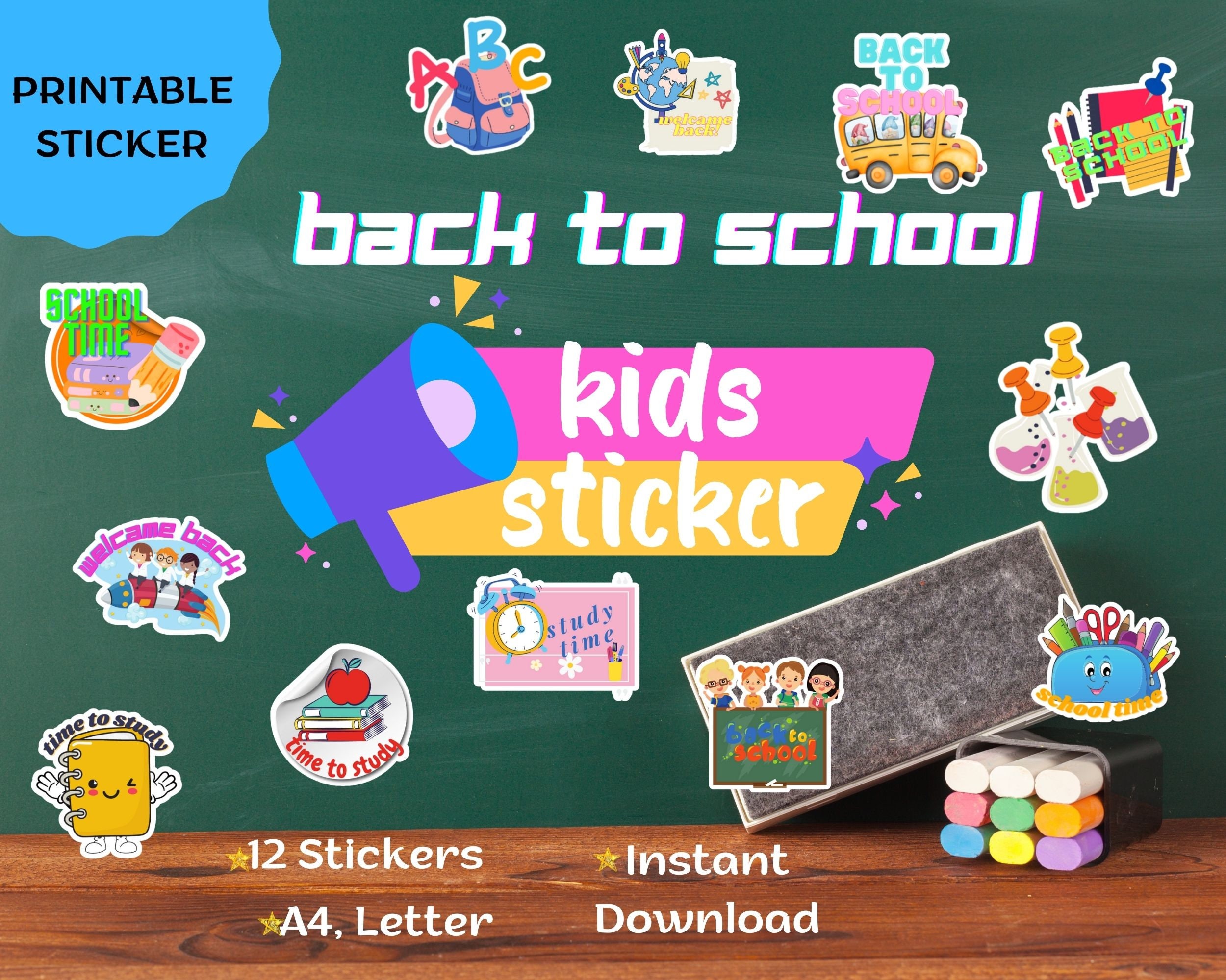 Back to School Printable Stickersclassroom Stickerskids - Etsy