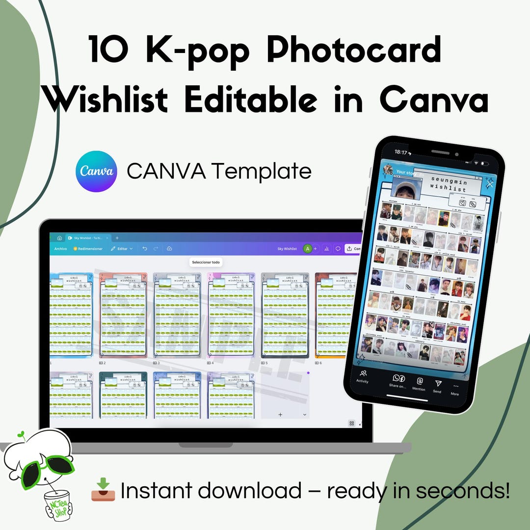 Kpop Photocard Wishlist Template Soft Tech Aesthetic 10 Versions