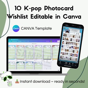 10 modèles de liste de souhaits de cartes photo K-pop - Modifiables sur Canva - Téléchargement numérique