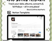 Kpop Notion Template - Idol Tracker, Album Reviews, Concert Log, Birthday Calendar