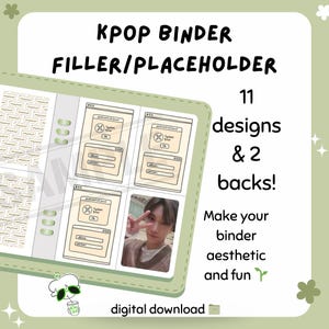 Kpop Photocard Binder Fillers Placeholder - 11 Designs Doodle Style + 2 Back Prints - Digital Download