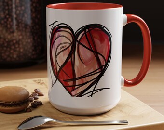 Heart Coffee Mug, Modern Art Coffee Mug, Heart Mug, Heart Symbol, Valentines Mug, VDay Mug, Valentine's Day Present, Valentines Gift