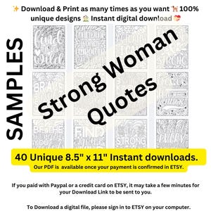 40 páginas para colorear con frases de mujeres fuertes para imprimir / Hojas de actividades positivas para niñas y mujeres / Manualidades de descarga instantánea para mamás y maestras