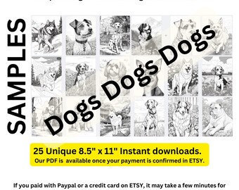 25 páginas para colorear de razas de perros / Hojas de actividades para niños imprimibles / Descarga instantánea de arte terapéutico con perros / Actividades de manualidades K9 para niños