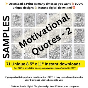 71 Páginas para colorir com citações motivacionais para imprimir | Folhas de atividades positivas para crianças e adultos | Artesanato para download instantâneo digital